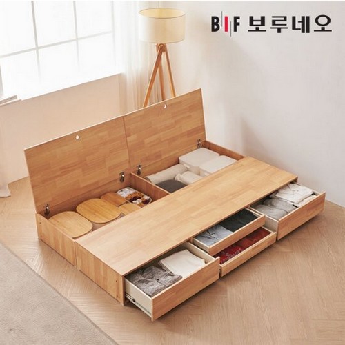 BIF보루네오 프라임 컴피 LED 원목 수납침대 SS (55T독립)_이미지