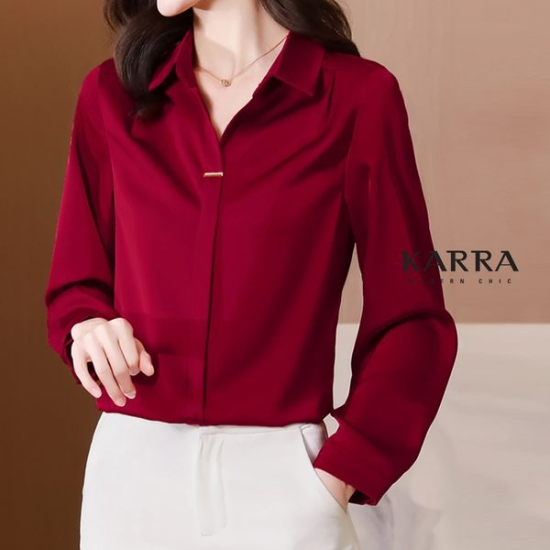  KARRA 모던브이넥카라블라우스_KB2SBL095C