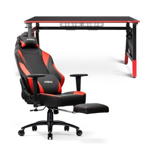 제닉스 아레나 멀티 게이밍 책상+발받침 의자 세트