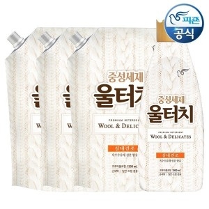  피죤 울터치 중성세제 1L + 리필1.3L [본품1개+리필3개]
