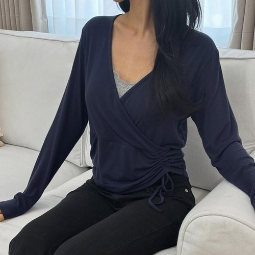 아이우먼 브이랩한줄셔링티셔츠 YPX486M603 빅사이즈_이미지