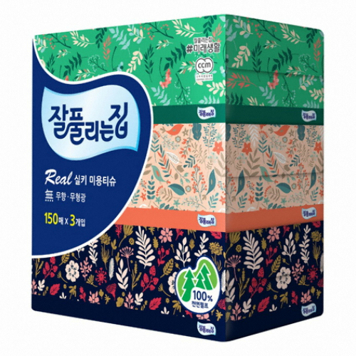 잘풀리는집 ㅤ리얼실키 미용티슈 150매 (3개입) *6팩_이미지