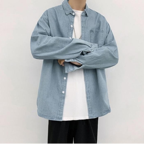 지엠아이 XBJ O2남성 봄 가을 데일리 데님 긴팔셔츠 청남방_이미지