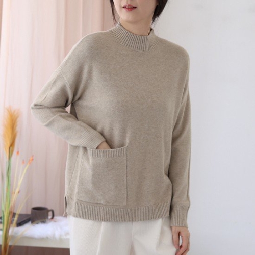  웬디즈갤러리 컨포트 포켓 언발 반목 니트 PKN102