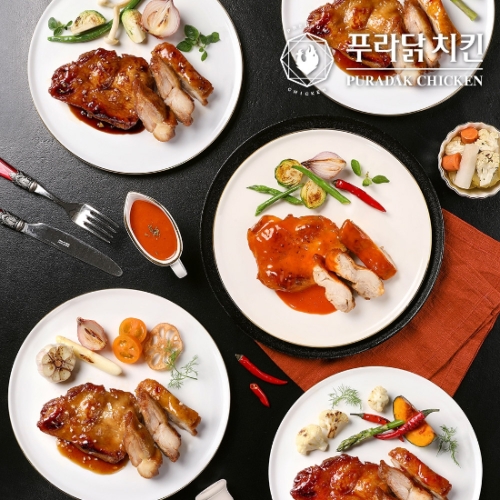 푸라닭 닭다리살 스테이크 130g 5종 14팩 (갈릭4 + 블랙3 + 레드3 + 매콤2 + 파불로2)