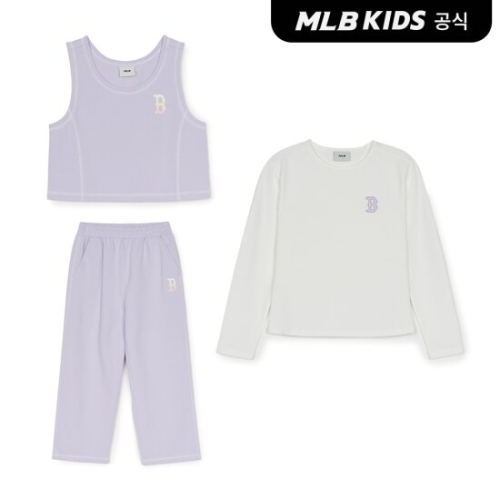MLB키즈 바시티 여아 조끼 티셔츠 3 세트 BOS Mg.Lavender 7FS1V2151-43LDM_이미지