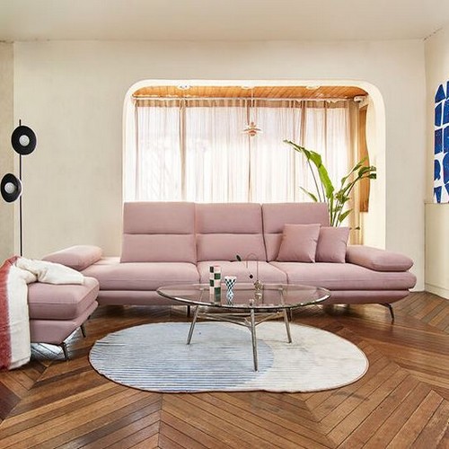 에싸 트리움 스윙기능 리브 패브릭 소파 4인용 (스툴포함)