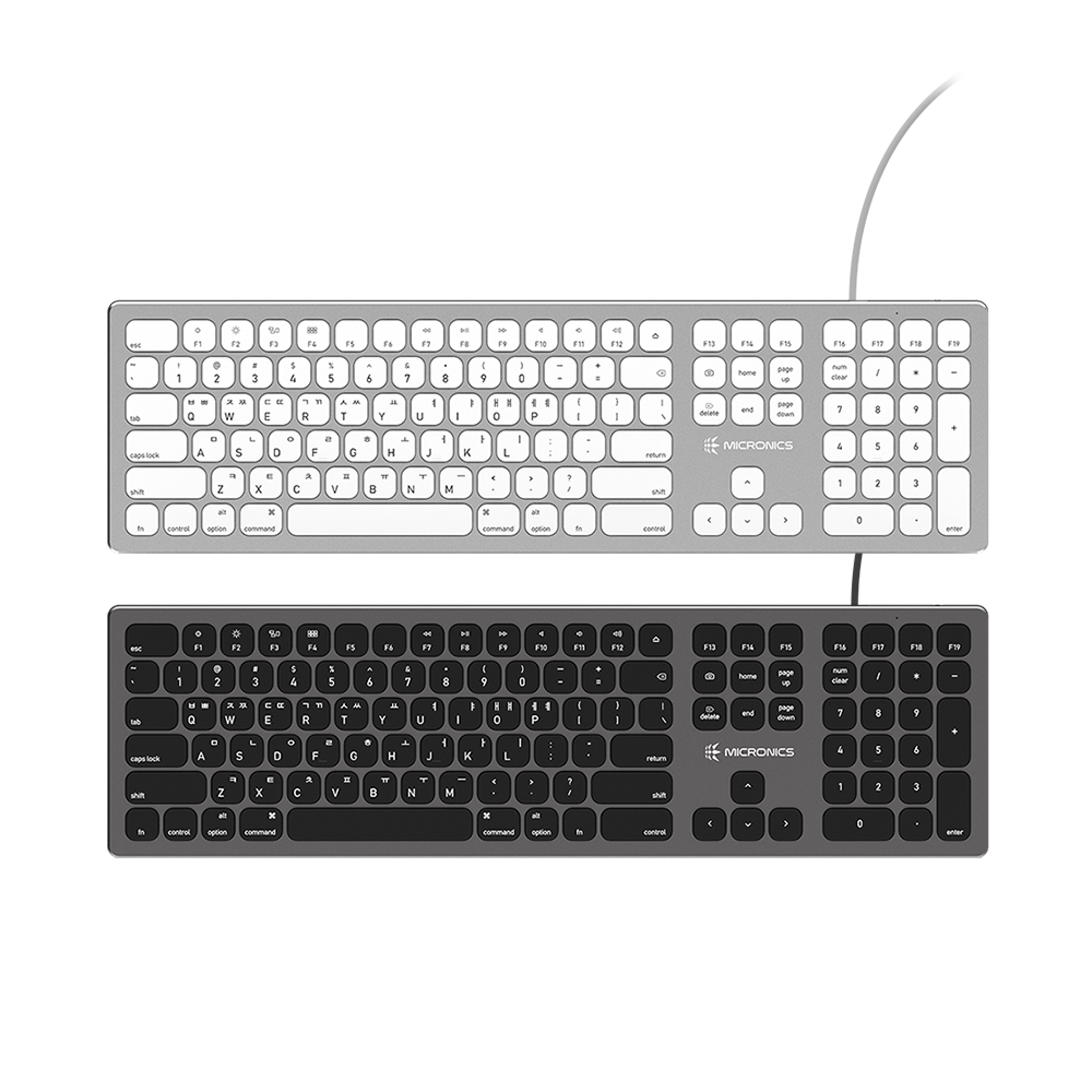 마이크로닉스 MANIC K350 맥호환 알루미늄 저소음 펜타그래프 키보드 (화이트 실버)