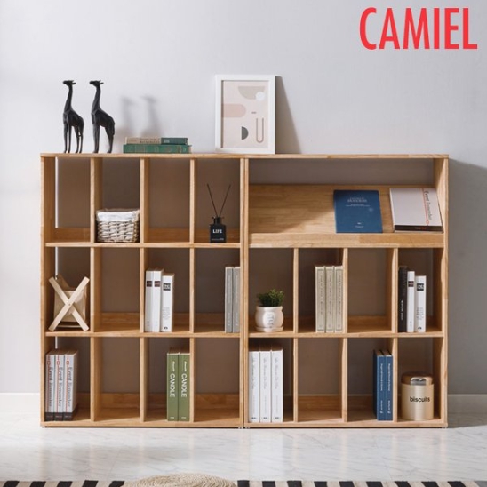 까미엘 엔듀2 고무나무 3단 책장 세트 1600_이미지