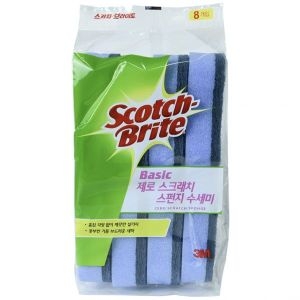 3M 스카치브라이트 제로스크래치 베이직 스펀지 수세미 (8개)