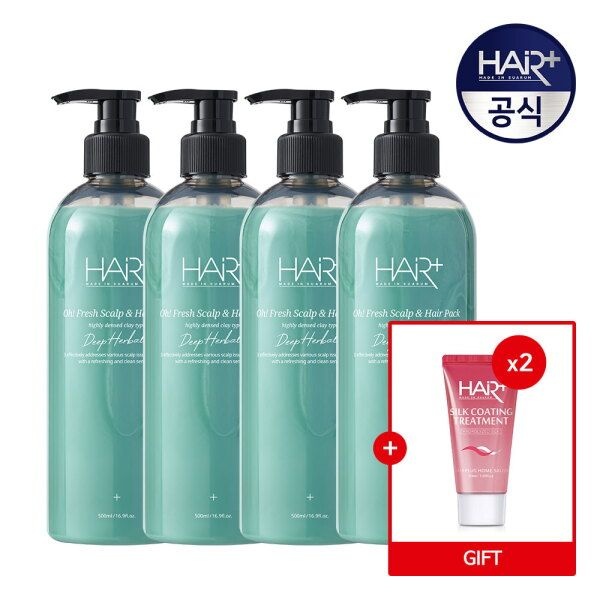  헤어플러스 오프레시 딥 허벌 스캘프 앤 헤어팩 500ml [4개]
