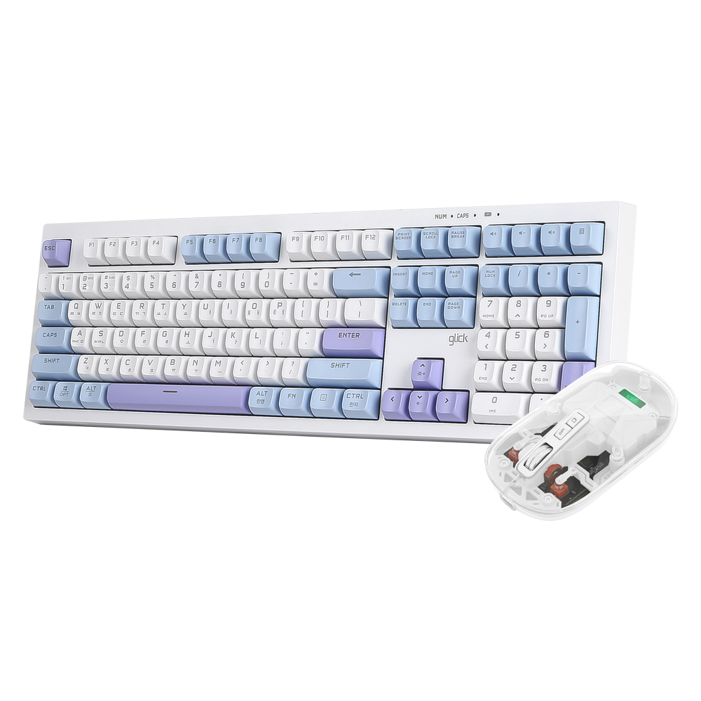 지클릭커 OFFICEPRO WMK80 사일런스 M 108 무선 키보드 마우스 세트 (Sky city)_이미지