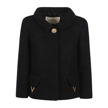 발렌티노 VLOGO 시그니처 라운드 칼라 울 재킷 BCE5Y5 9VM0NO
