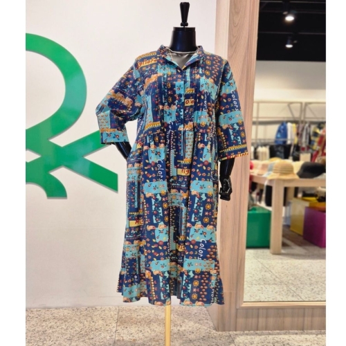 베네통 패턴 롱원피스 BAOP60231_이미지