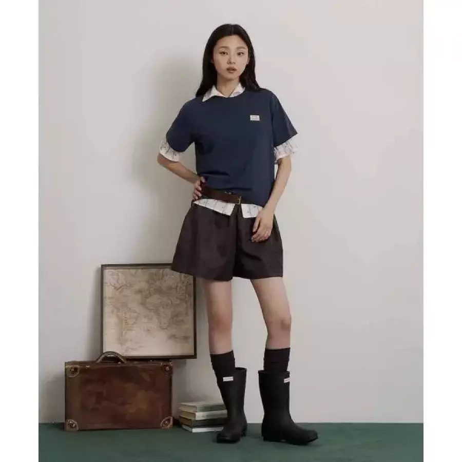 빈폴 레이디스 HUNTER 솔리드 오버핏 반소매 티셔츠 네이비/BF6642K02R_이미지