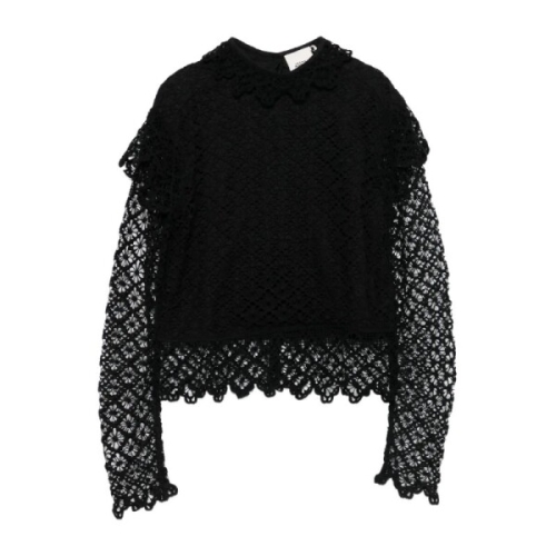 이자벨마랑 레이스 트림 러플 블라우스 HT0728FAC4J08