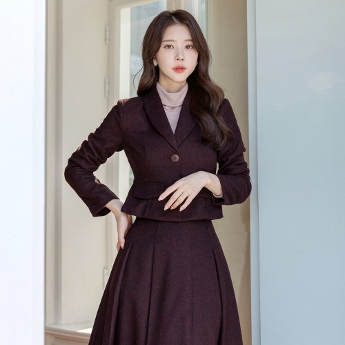 지엔아이컴퍼니 시크라인 로날드 숄카라 보카시 크롭 셋업 자켓 빅사이즈/오피스룩/하객룩