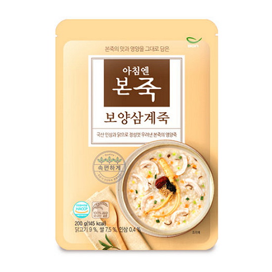 본아이에프 본죽 아침엔 본죽 보양삼계죽 200g이미지입니다. 누르면 해당 게시물로 새창이동합니다.