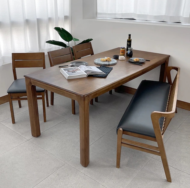 로포텐 키마 원목 식탁 1800 (의자3개+벤치1개)