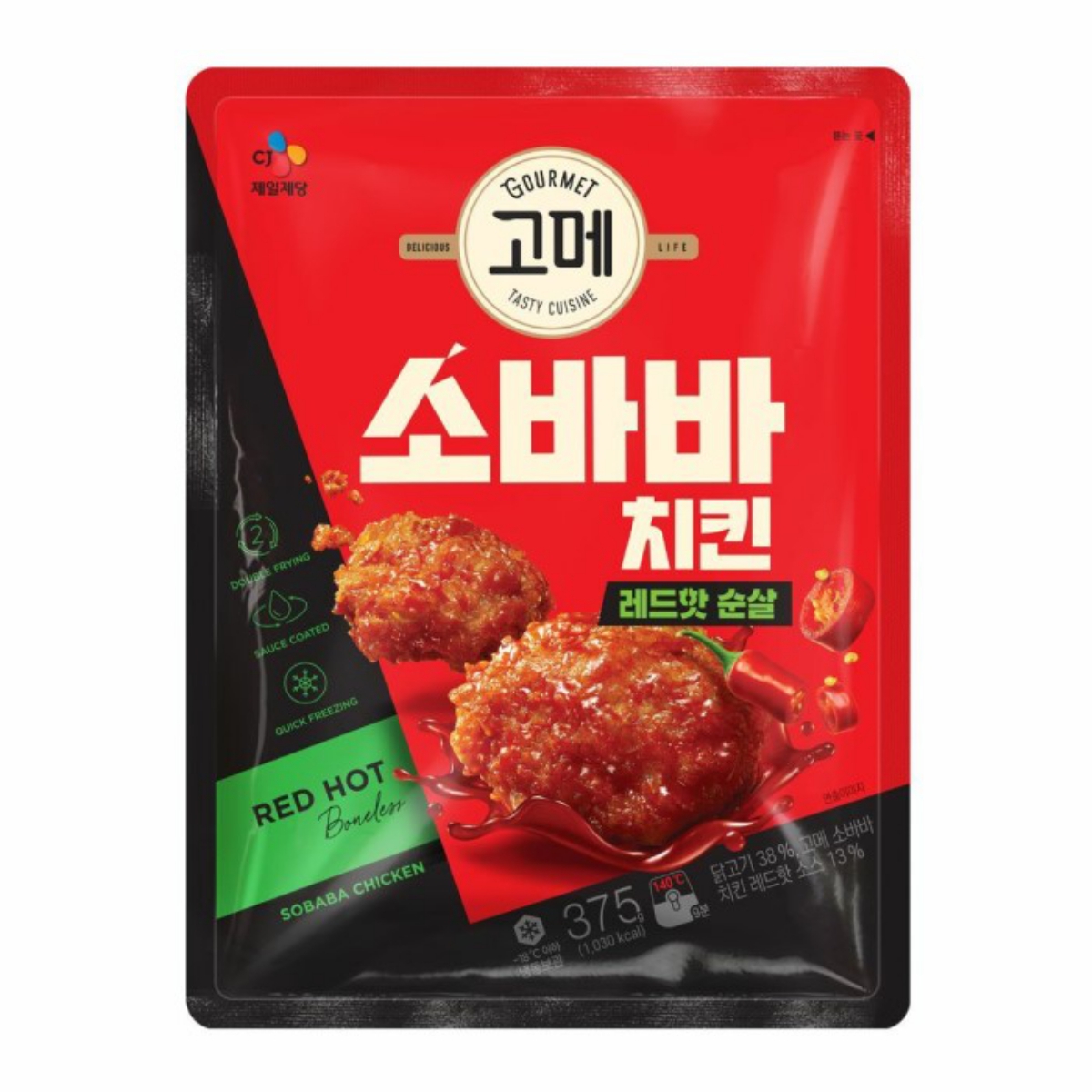 CJ제일제당 고메 소바바 치킨 레드핫 순살 375g (4개)
