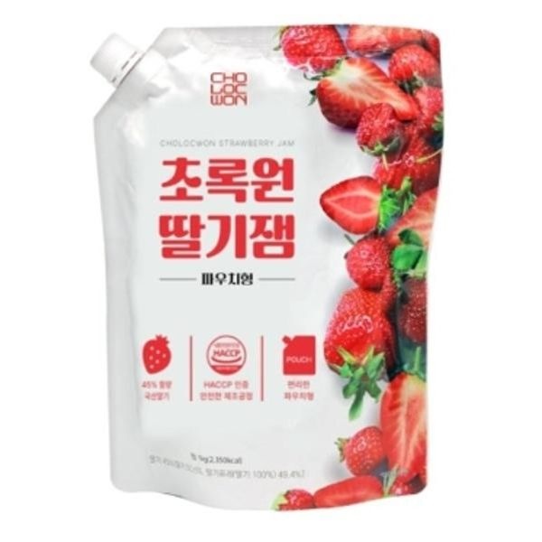 초록원 딸기잼 파우치형 1kg (10개)_이미지