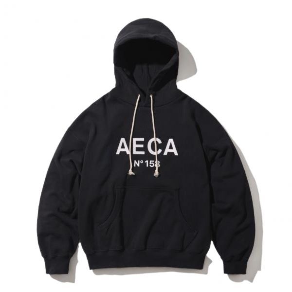 에이카화이트 AECA BIG LOGO PULLOVER 후드티 후디-블랙/화이트 105564 M