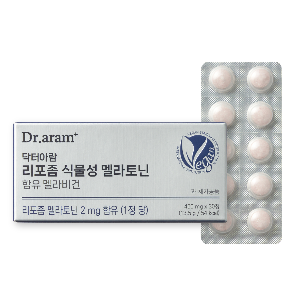 아람 닥터아람 리포좀 식물성 멜라토닌 함유 멜라비건 450mg 30정 (1개)_이미지