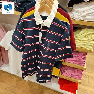 데일리룩 반팔 티셔츠 옷 카라 남녀 공용 L 곤색 455390_이미지