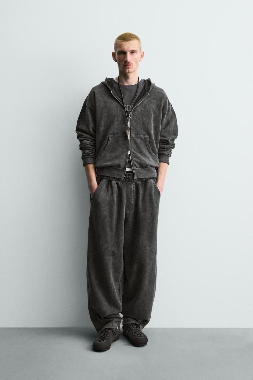 자라 워시드 집업 짚업 후디 후드티 다크 앤트러사이트 3443424898 1121745_이미지