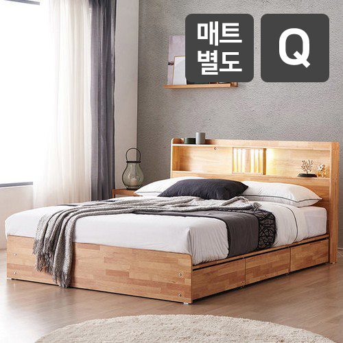 동서가구 피렌체 우든 원목 수납 LED침대 Q (매트별도)_이미지