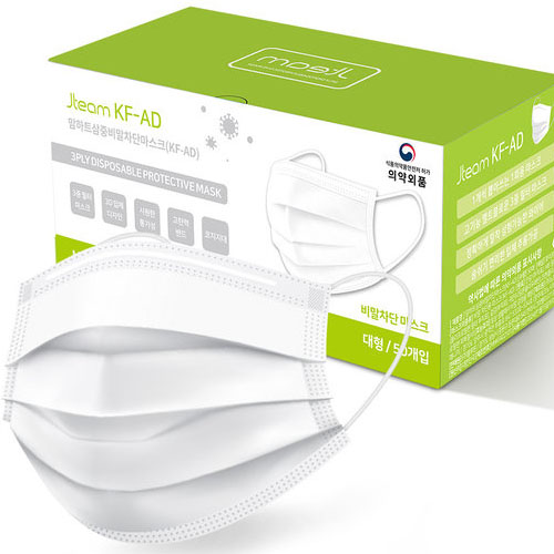 블루윈 제이팀 맘하트 삼중비말차단 마스크 KF-AD 대형 (100매)_이미지