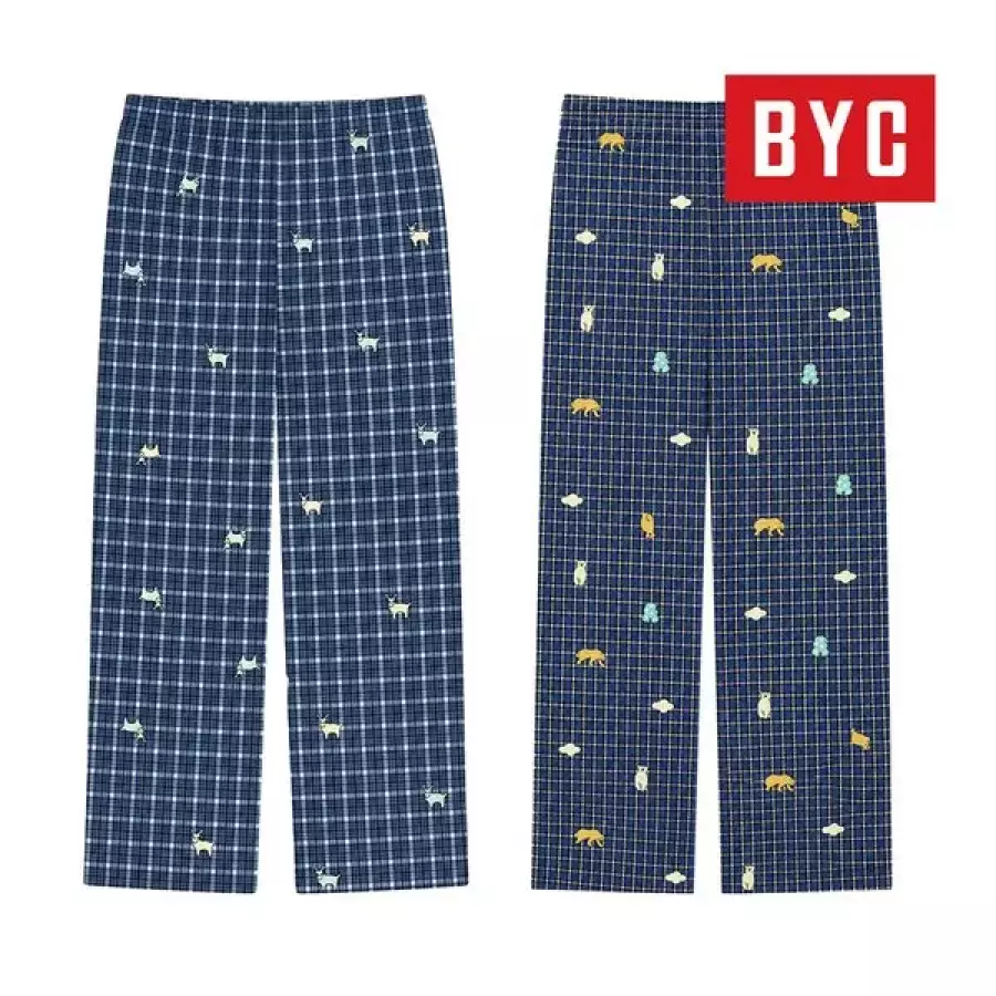 BYC 남성 40수 순면 체크 바지 파자마 9부 하의 홈웨어 1매입 30141405673_이미지