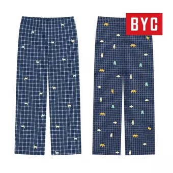 BYC 남성 40수 순면 체크 바지 파자마 9부 하의 홈웨어 1매입 30141405673