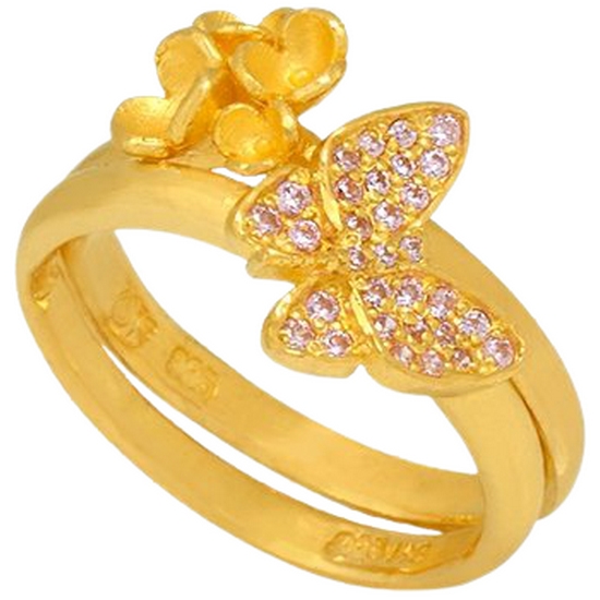 골드모아 핑크 나비 쌍가락지 반지 11.25g_이미지