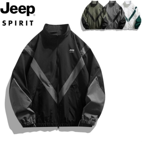 JEEP SPIRIT 봄 가을 반사 패치 하이넥 집업 아우터 루즈핏 스포티 캐주얼 재킷 JP41698