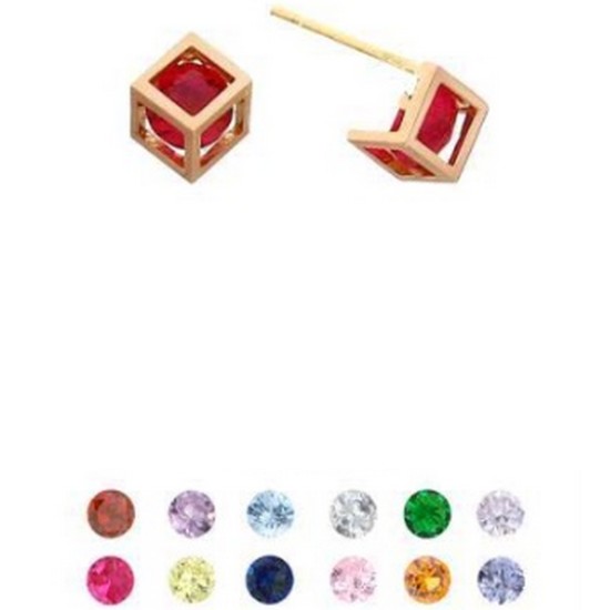 큐브 탄생석 14K GOLD 골드 귀걸이 LPFF1002G