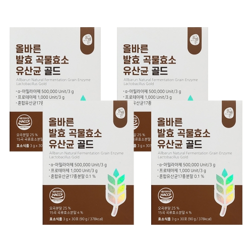 비오팜 올바른 발효 곡물효소 유산균 골드 3g 30포 (4개)