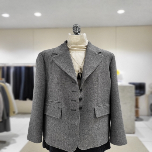양모 혼방 테일러카라 페이크포켓 하프 자켓 NJW5SJ104 아울렛 4647454 66 그레이