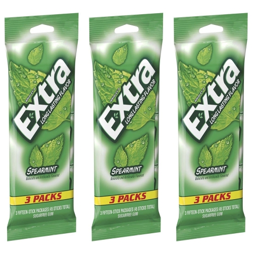 엑스트라 스피어민트 슈가 프리 껌 15스틱 3팩 3세트_이미지