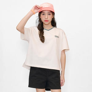 오션스카이 여아 브이넥 시보리 반팔 티셔츠-EBJG5890D05_이미지