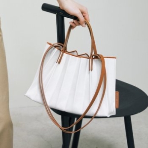 조셉앤스테이시 Lucky Pleats Canvas Coated Shopper S Pecan Brown 0JSO1SH40303F