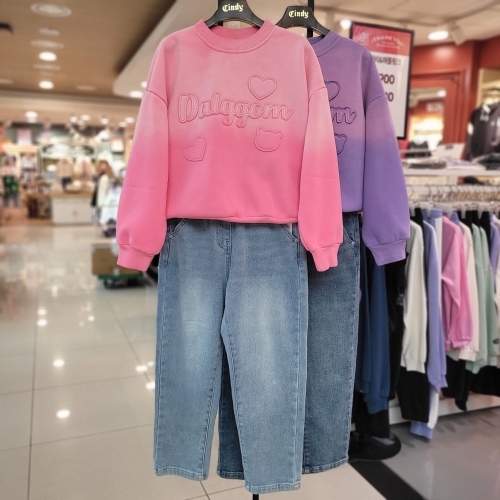 신디키즈 23년 겨울 상하세트 활동적인 아이들의 겨울나기에 예쁘다고 사랑받는 코디가 필요없는 스트릿 본딩 맨투맨 CIMA23D4Z ..