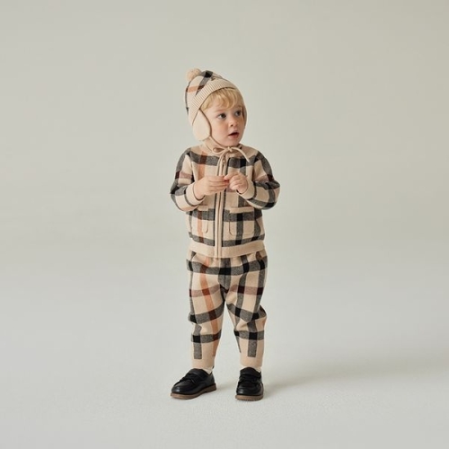 LF 닥스베이비 하우스체크 집업 가디건 베이지 EVF25KC02M_BG