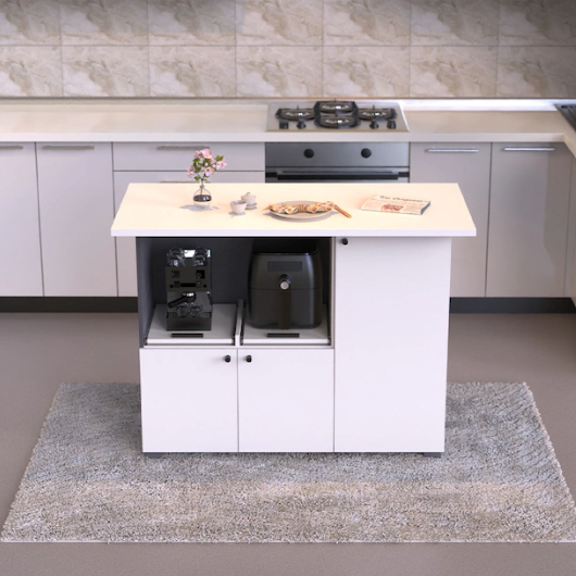 우아미가구 퍼튼 주방 아일랜드 수납장 식탁 1200 (의자별도)_이미지