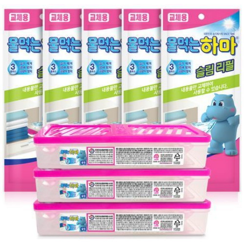 옥시레킷벤키저 물먹는하마 슬림 본품 150g x 3개 + 교체용 150g x 5개 (1세트)_이미지