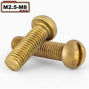 sl 솔리드 황동 구리 하프 라운드 팬 헤드 버섯 슬롯 드라이브 기계 나사 볼트, M2M2.5M3M4M5 M6M8M10, GB6