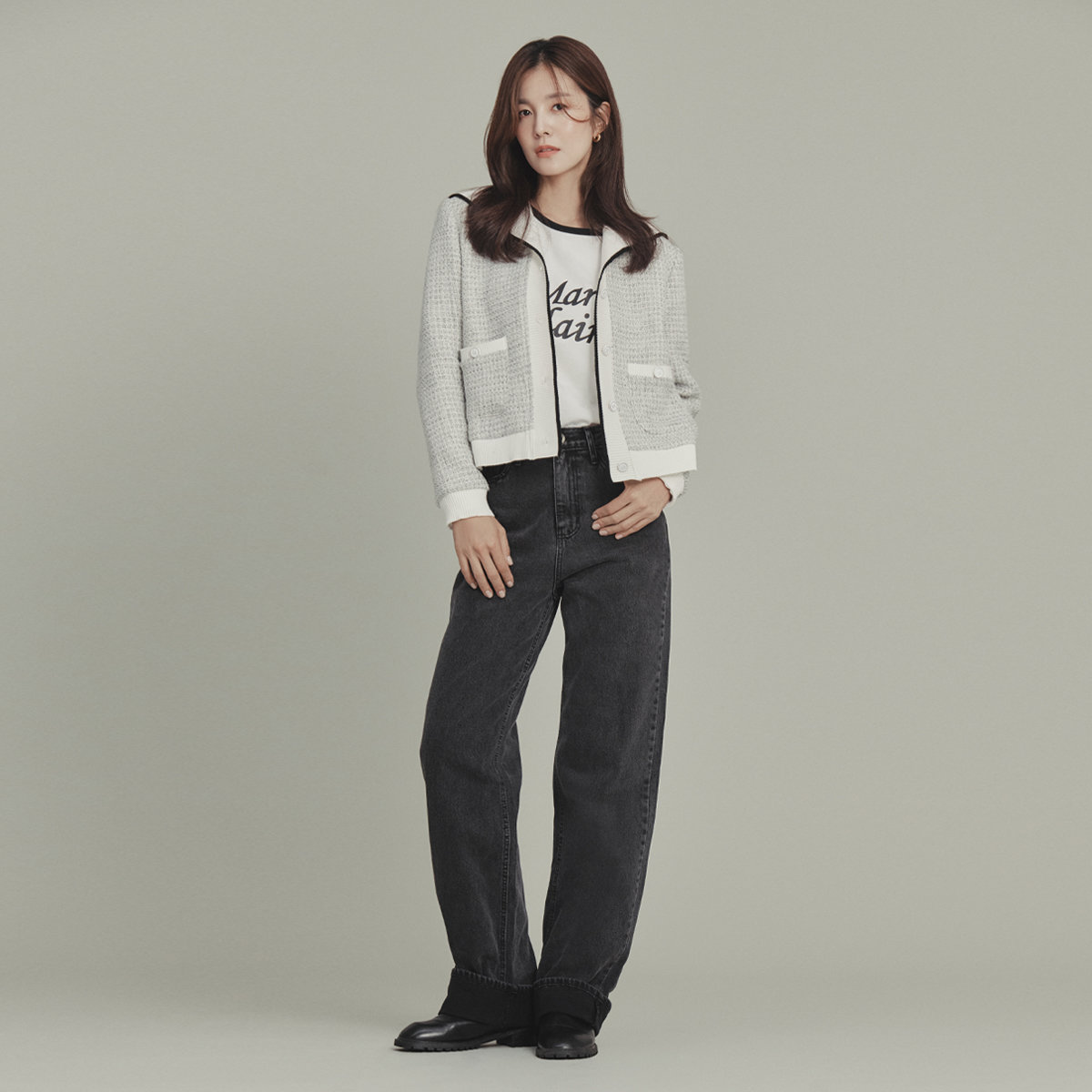 마리끌레르 자수 롤업 와이드 데님 팬츠 MACCSL04M8_이미지