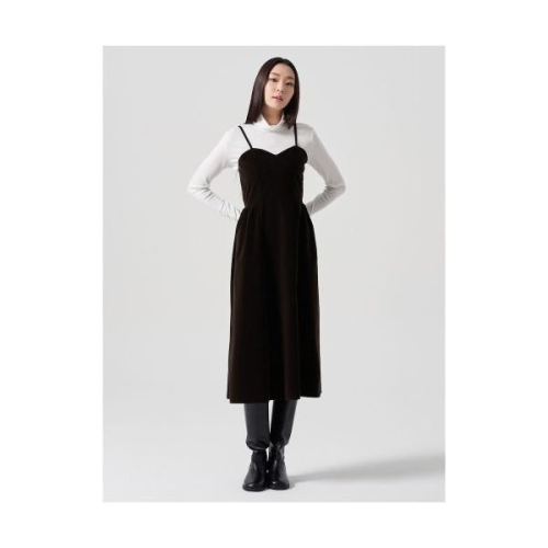  에잇세컨즈 벨벳 레이어드 원피스 브라운 324Z71LYAD
