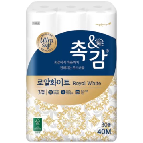 깨끗한나라 촉앤감 로얄화이트 40m (30롤) (2팩)_이미지