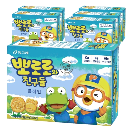 빙그레 뽀로로와친구들 플레인 크래커 65g (6개)_이미지